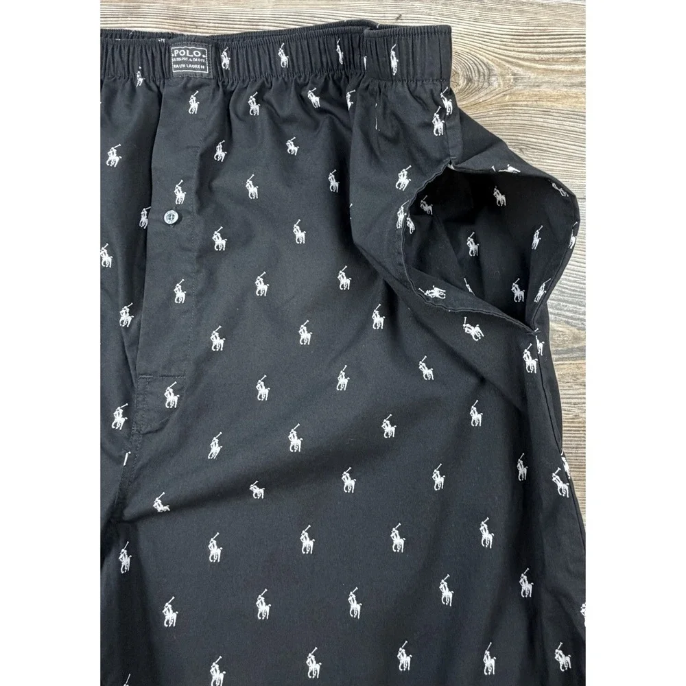 Polo Ralph Lauren Pajama Pants Bottom Mens 1XT (38x32) Black AOP Pony Logo‎